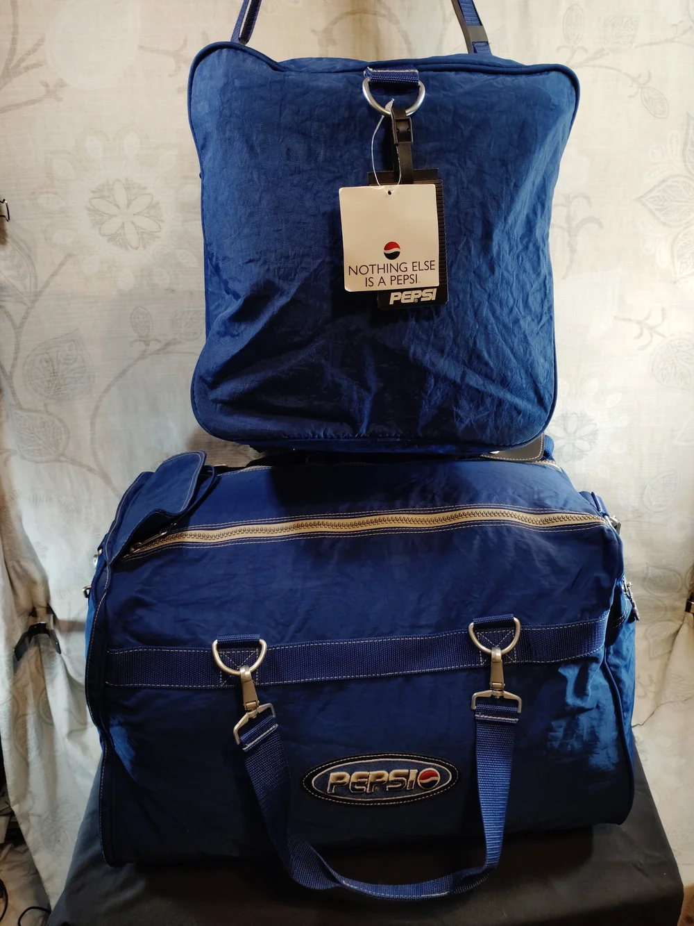 Pepsi 1990's Blue Nylon 2in1 Duffle Bag W/ Detachable Side Bag